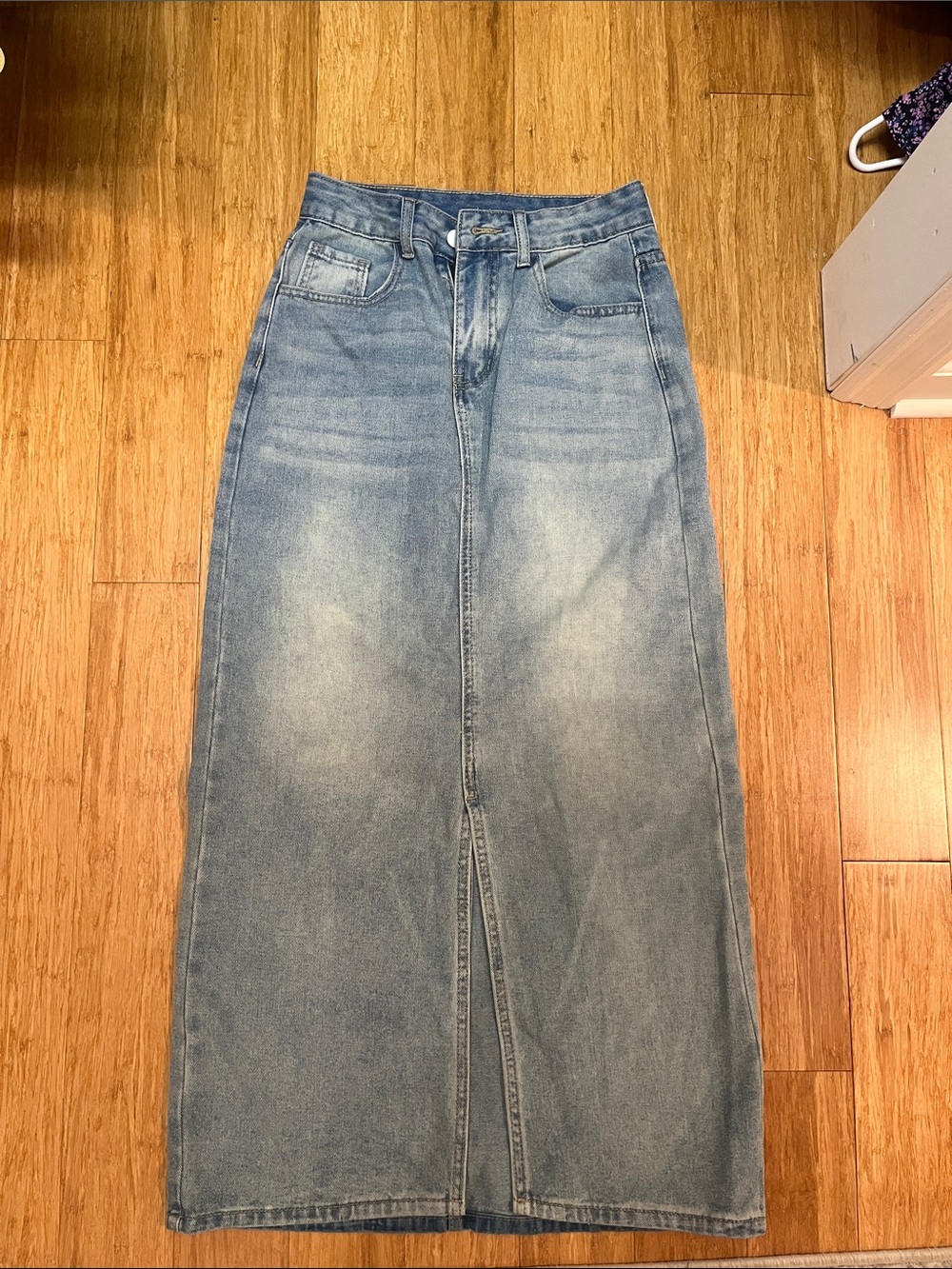 Petal & Pup Light Blue Straight Leg Denim Maxi Skirt